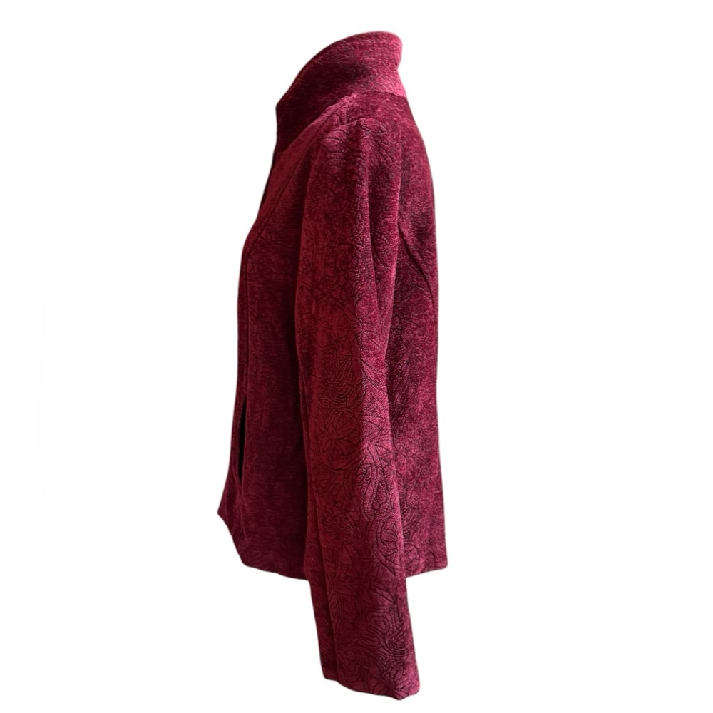Y2K dressbarn Floral Brocade Plush Textured Zip‎ Up Jacket - Picture 4 of 7